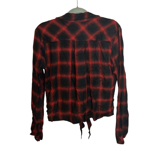 Cloth & Stone Red Plaid Tie Front Flannel Top - Picture 3 of 5
